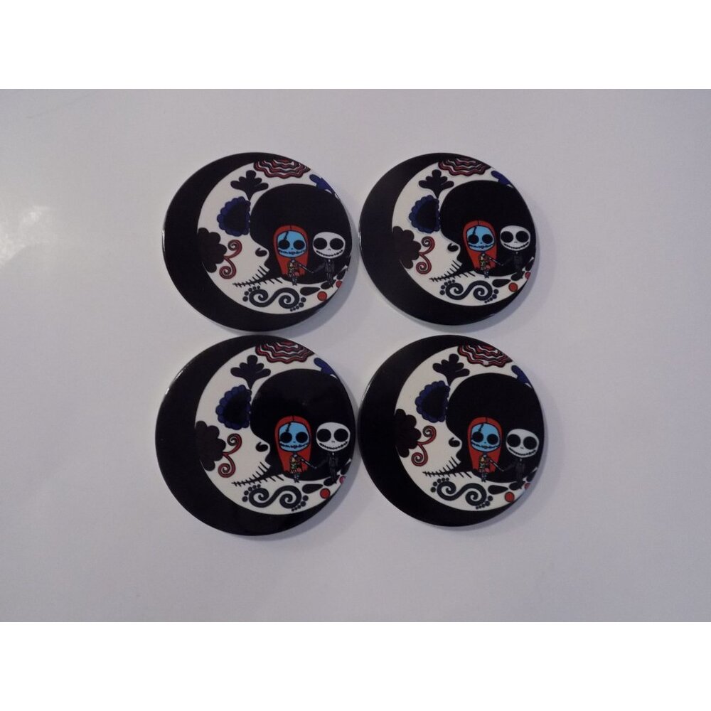 Beverage Coaster - Ceramic Coasters with Cork Liner, Jack and Sally (4 Pcs) - Picture 2 of 4